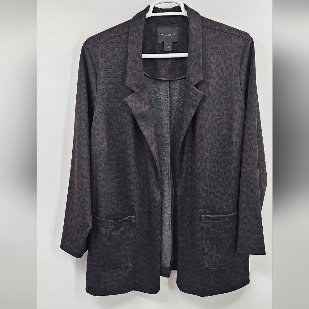 Christian Siriano Leopard Print Blazer Jacket Brown Black Size 2X